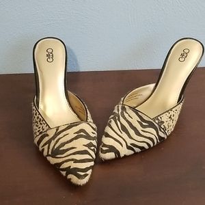 CATO calf hair slip on heels